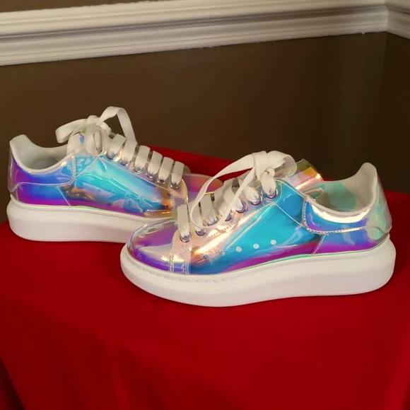 Alexander McQueen 100% Authentic sneakers transparent white iridescent Sz 7 37 - Picture 2 of 12